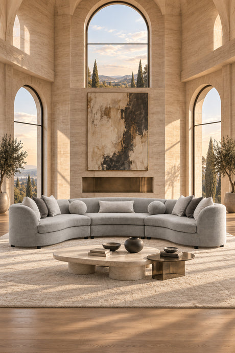 Gray Bouclé Sectional Sofa | OROA
