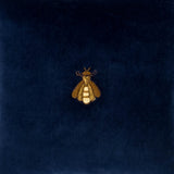 Navy Bee Silk Velvet Throw Pillow Cover 12" X 12"