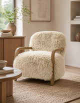 Enchante - New Zealand Sheepskin Accent Arm Chair - Taupe / Natural
