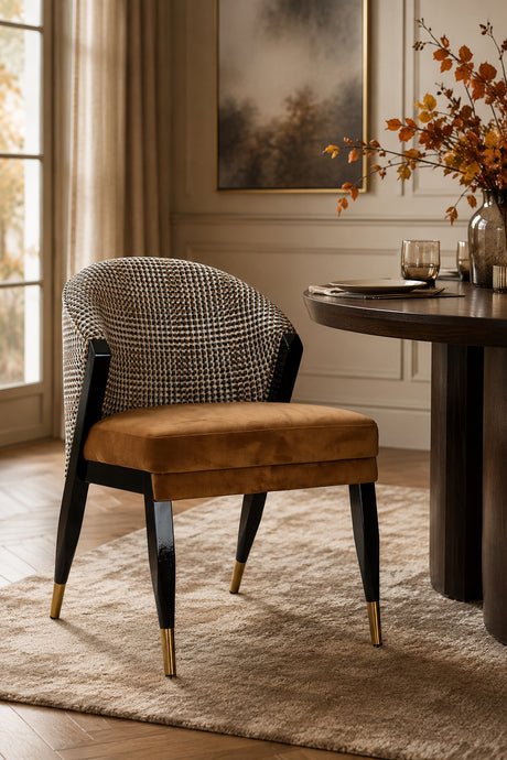 Ocher Velvet Dining Chair | OROA Aurelia