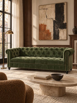 Green Velvet Sofa with Antique Brass Nailheads | OROA