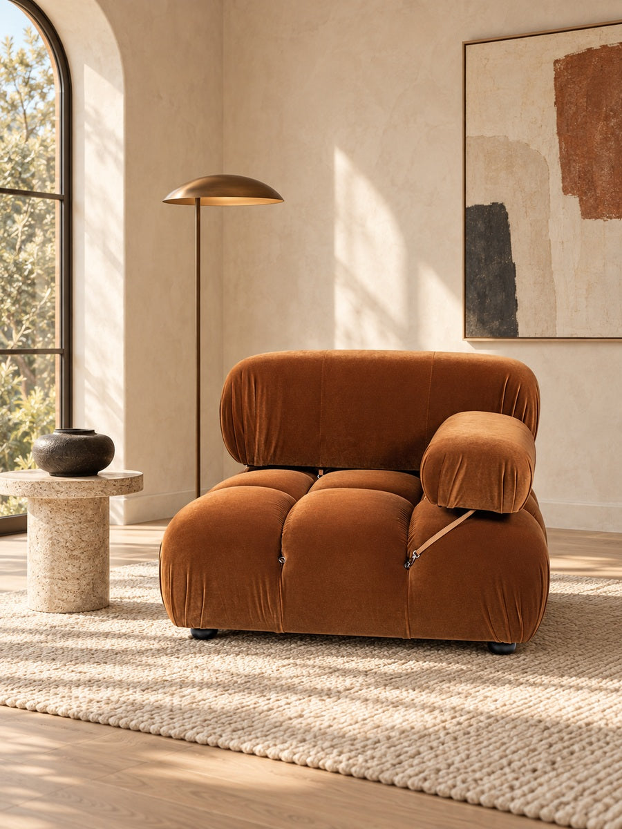 Orange Performance Velvet Modular Lounge Chair | OROA