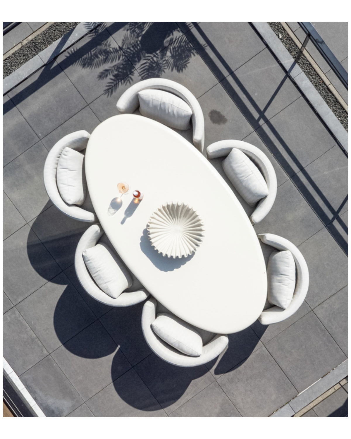 white outdoor oval dining table - www.oroa.com