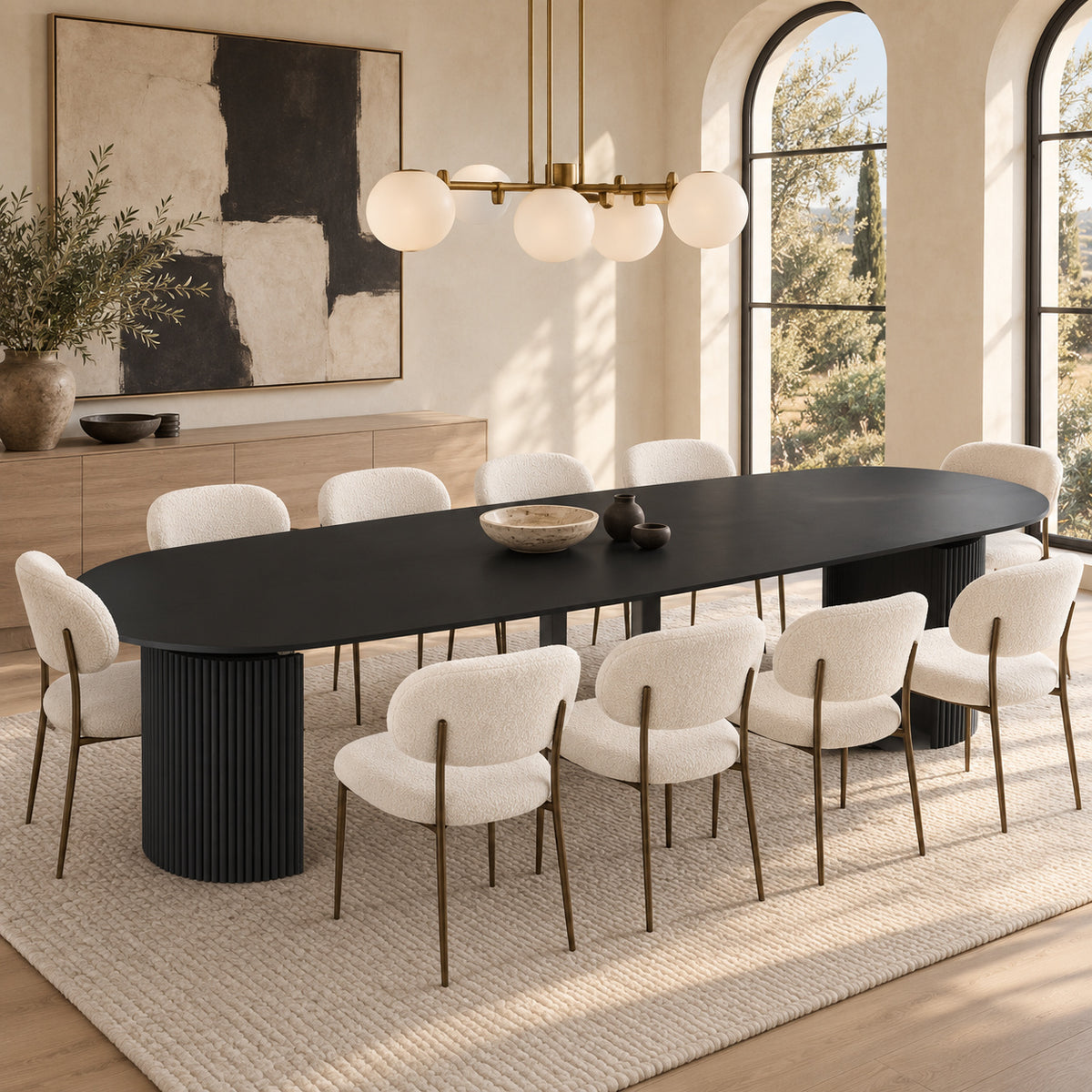 Expandable Black Dining Table for 10 | OROA