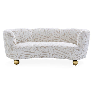 Brass Orb Feet Curved Sofa | Jonathan Adler Parker | Oroa.com