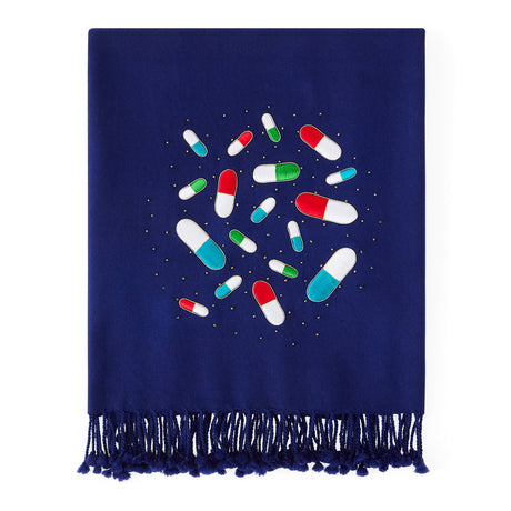 Emroidered Blue Wool Throw | Jonathan Adler Full Dose | Oroa.com