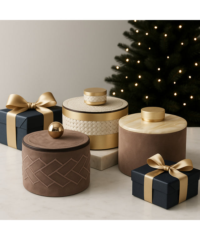 decorative leather jars pinetti - www.oroa.com