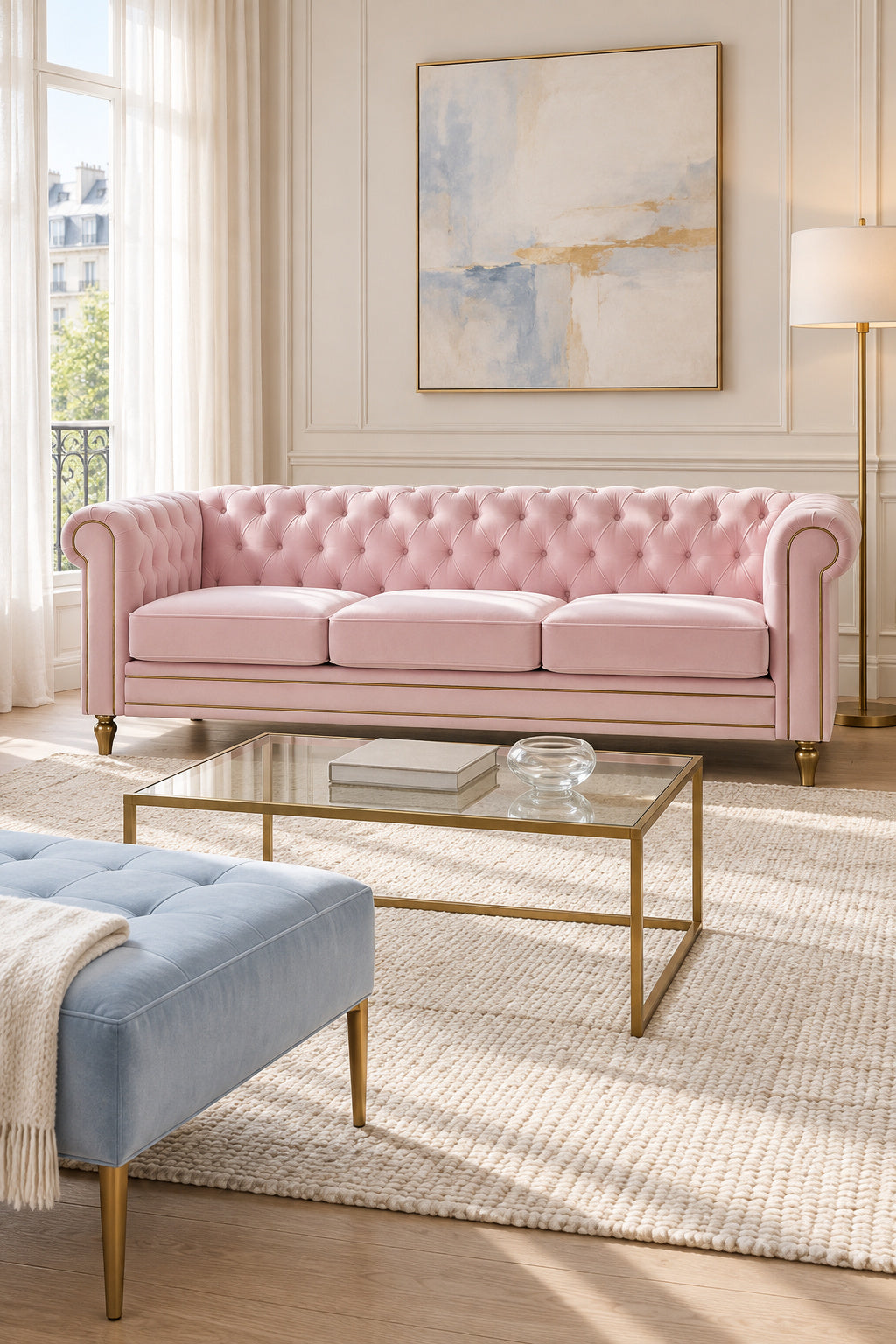 Pink Velvet Chesterfield Sofa | Catchy