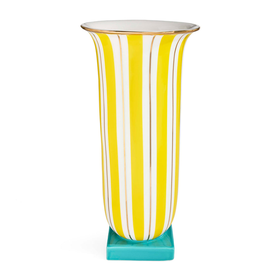 Yellow Stripes Tall Porcelain Vase | Jonathan Adler Portofino | Oroa.com