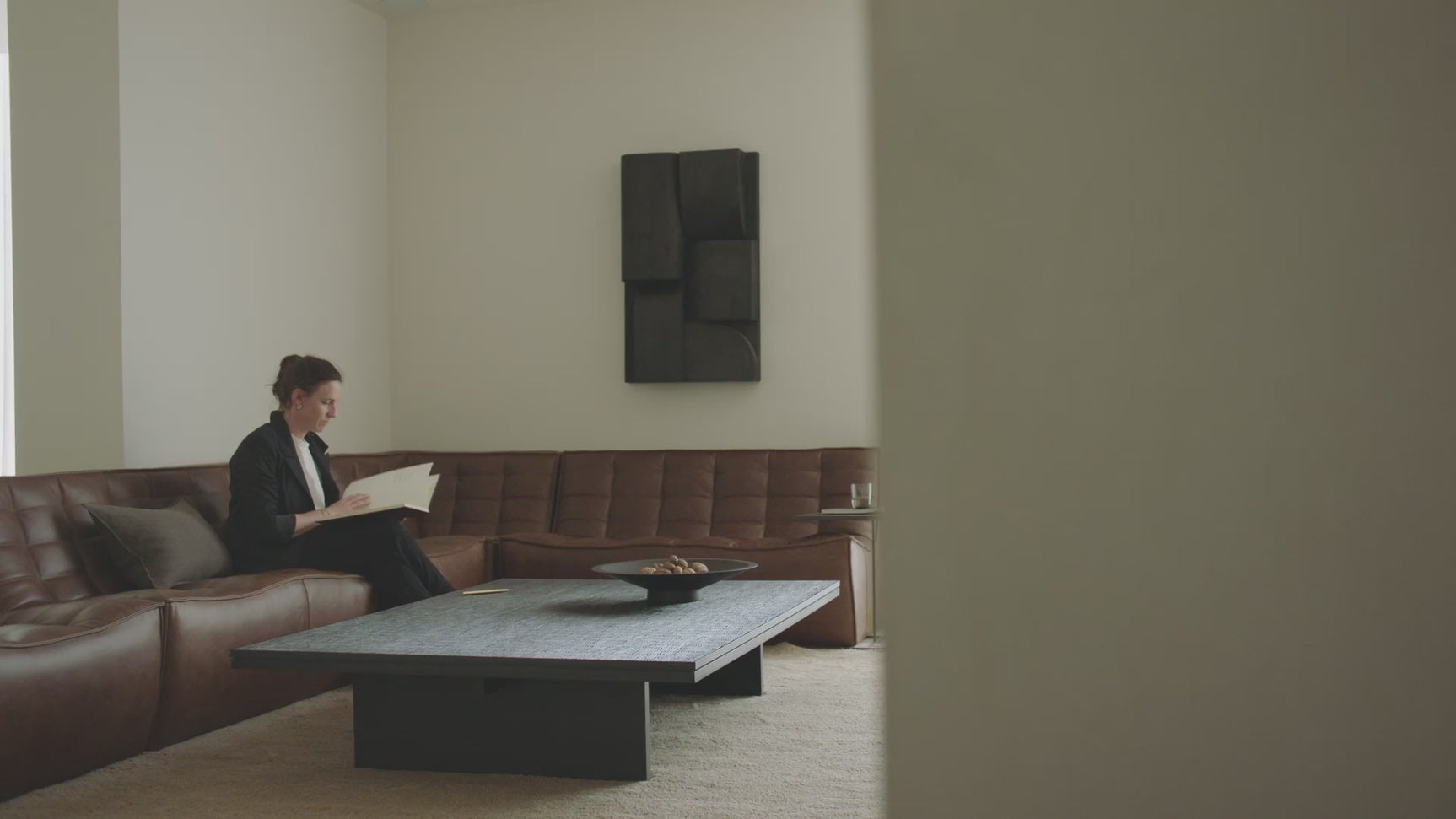 Dark Brown Leather 2-Seater Modular Sofa | Ethnicraft N701 | Oroa.com