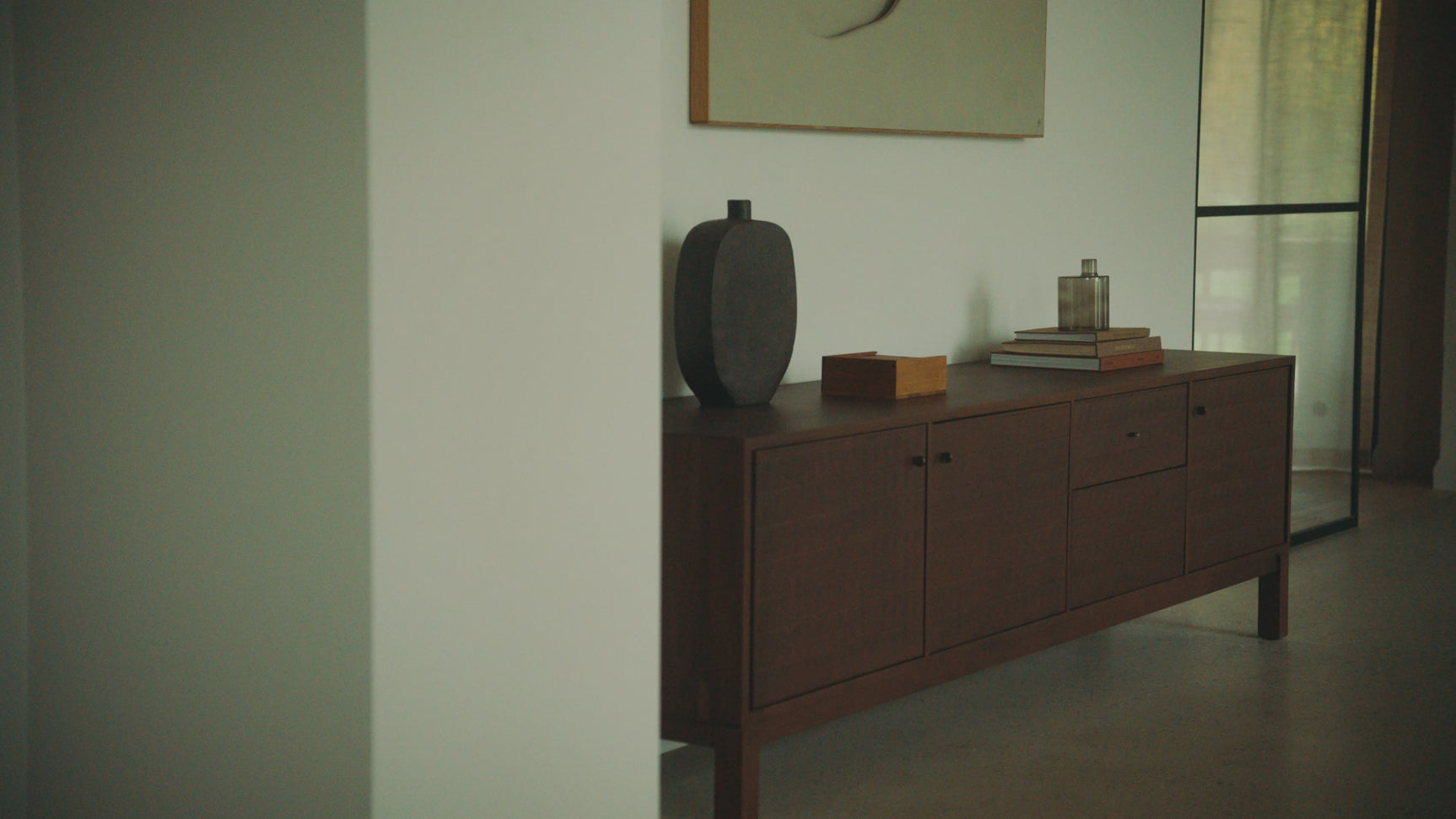 Modern European furniture - Brown Teak Carved TV Cabinet - www.oroa.com