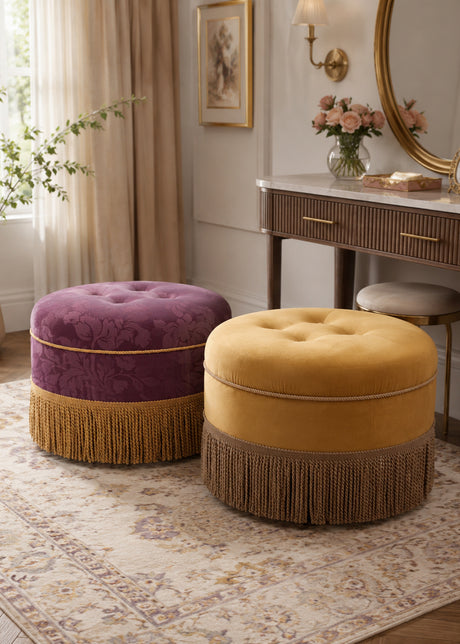 round purple ottoman