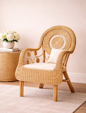 Modern European furniture - Curled Rattan Detail Accent Chair - www.oroa.com