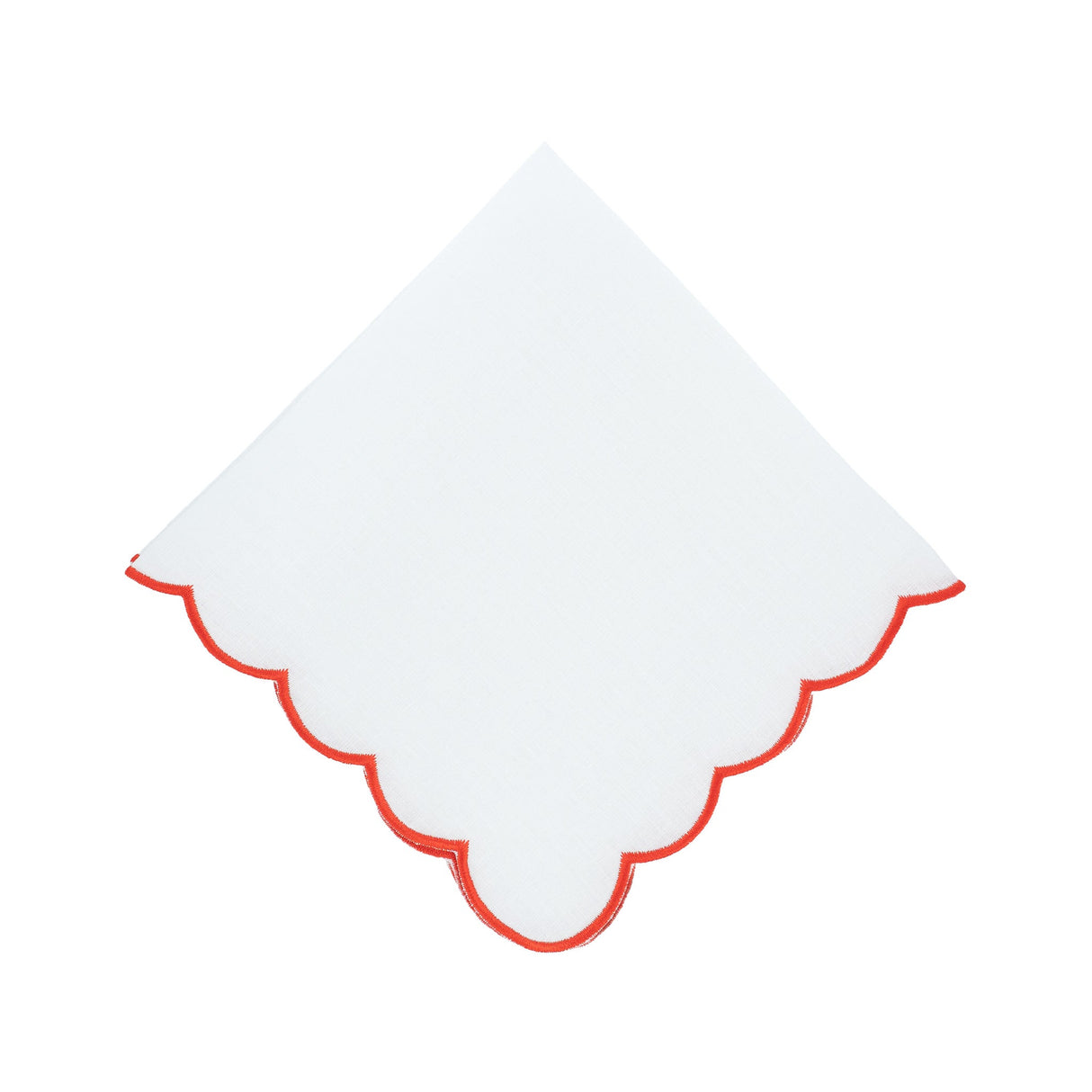Red Scalloped Linen Napkins, Set of 4