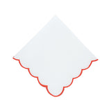 Red Scalloped Linen Napkins, Set of 4