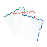 Red Scalloped Linen Napkins, Set of 4