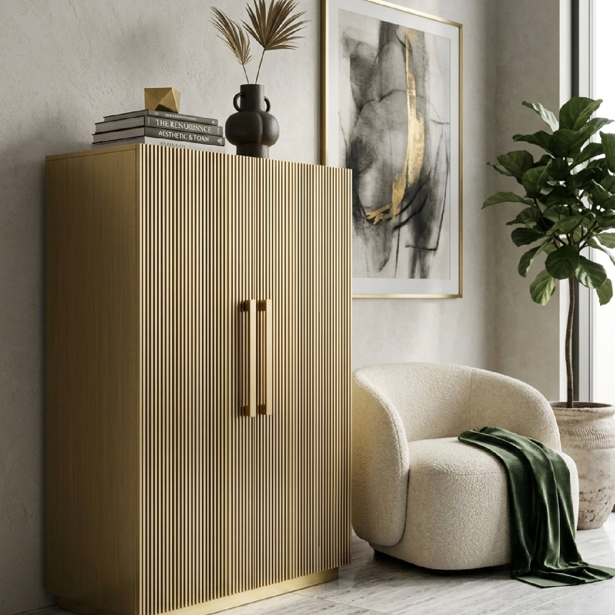   Gold 2-Door Cabinet | Oroa.com