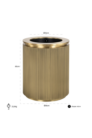   Gold Cylindrical Ridged Planter | Oroa.com