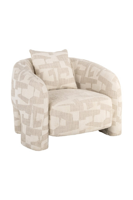   Beige Abstract Print Lounge Chair | Oroa.com