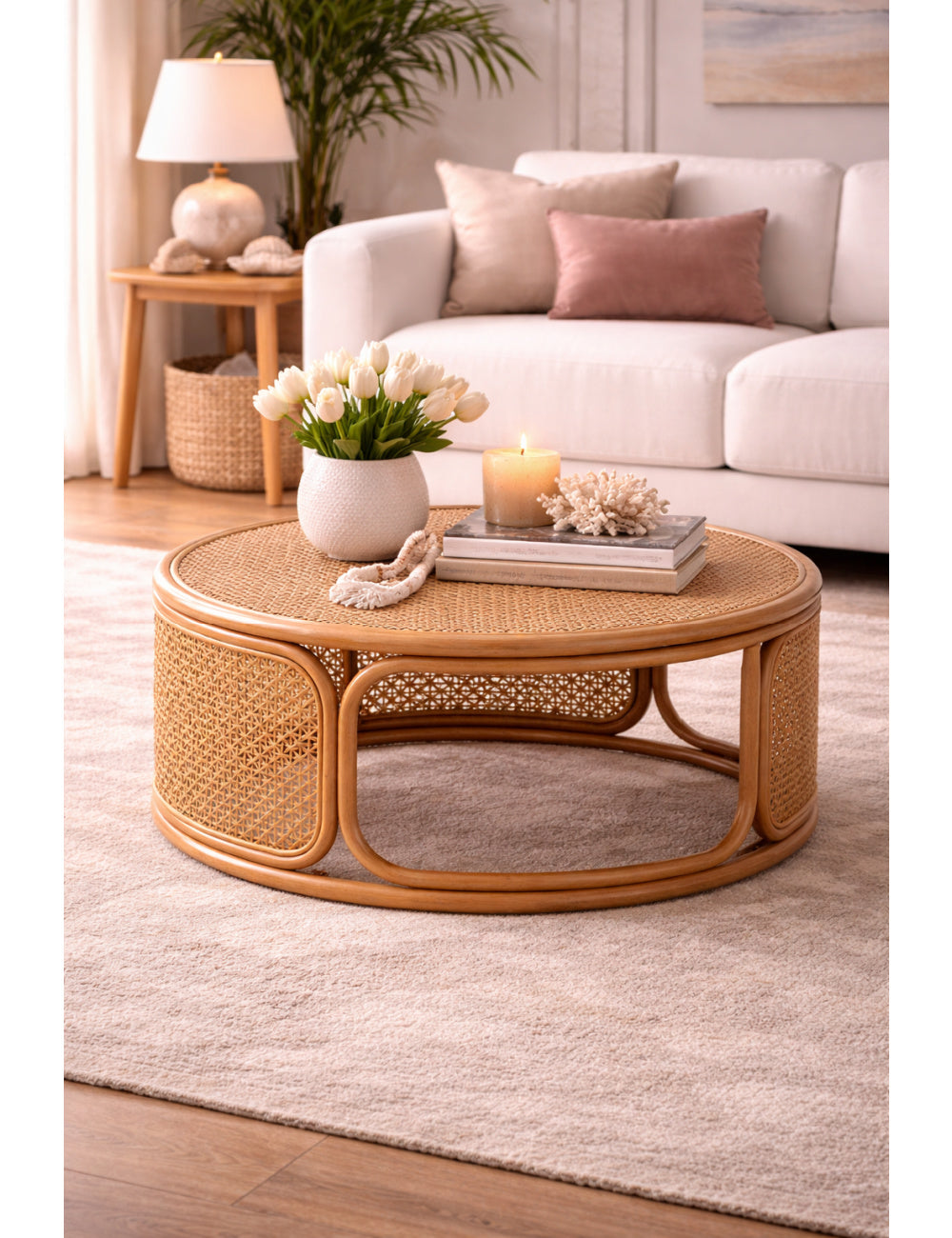 Modern European furniture - Round Rattan Peel Coffee Table - www.oroa.com