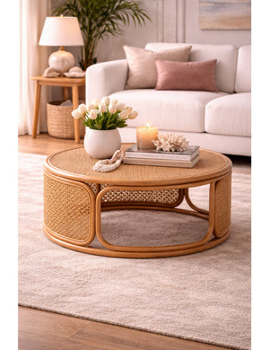 Modern European furniture - Round Rattan Peel Coffee Table - www.oroa.com