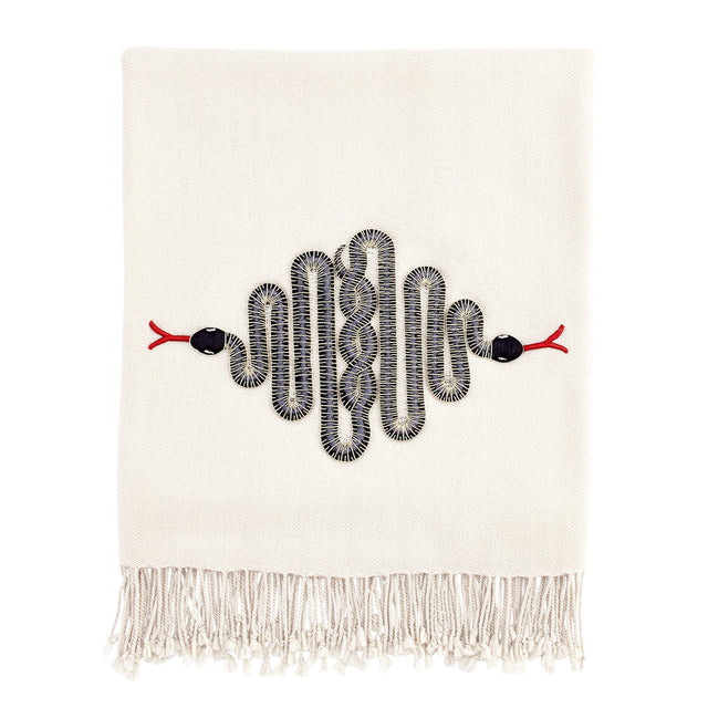 Black Beaded Wool Throw | Jonathan Adler Snake | Oroa.com