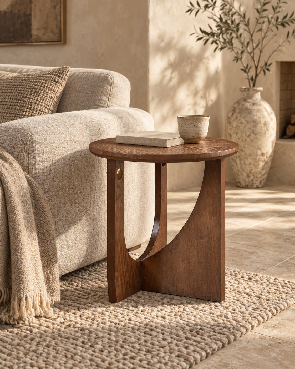 Walnut Solid Wood Round Side Table | Catchy