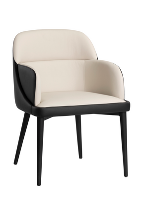 Cream and Black Leather Dining Chair by Splendido Hagan