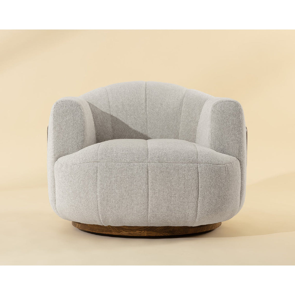 Modern European furniture - Cream Channeled Swivel Lounge Chair - www.oroa.com