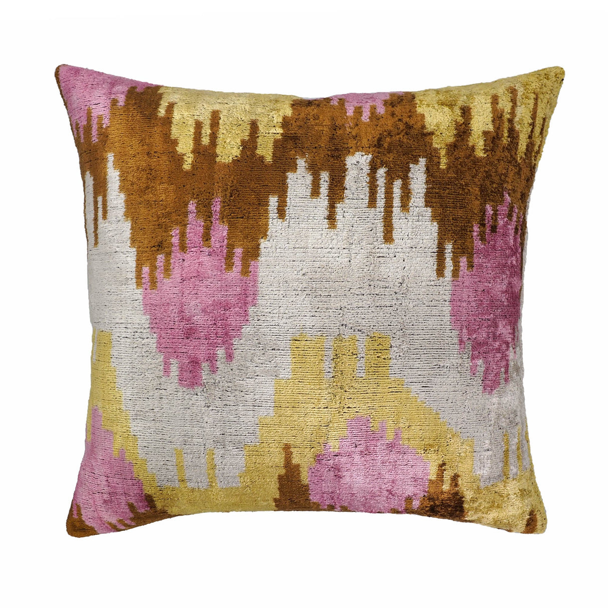 Sunset Tide Silk Velvet Ikat Throw Pillow Cover 20 X 20