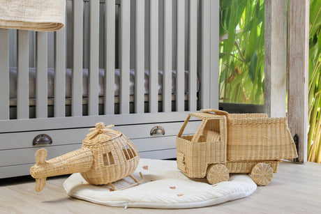 Rattan Toy Helicopter | Montessori Airplane Nursery Decor