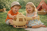 Rattan Toy Helicopter – Handcrafted Boho Pretend Play Toy for Kids | Montessori Airplane Nursery Decor