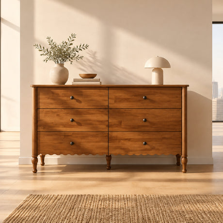 Modern European furniture - Mid-Century 6-Drawer Wooden Dresser - www.oroa.com