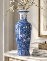 Blue and White Chinoiserie Porcelain Vase – OROA – angled view