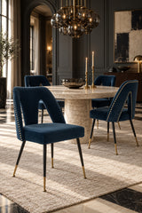 Studded Blue Velvet Dining Chairs, Set of 2 - Catchy - view 2