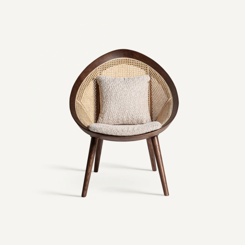 rattan wood accent chair 