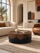 Walnut and Black Round Coffee Table | Catchy