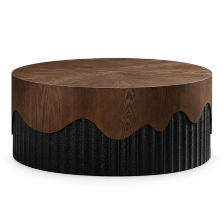 walnut round coffee table