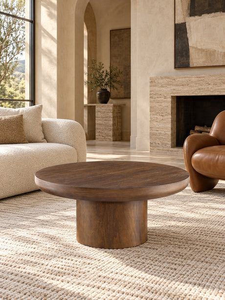Wood Veneer Round Coffee Table | OROA