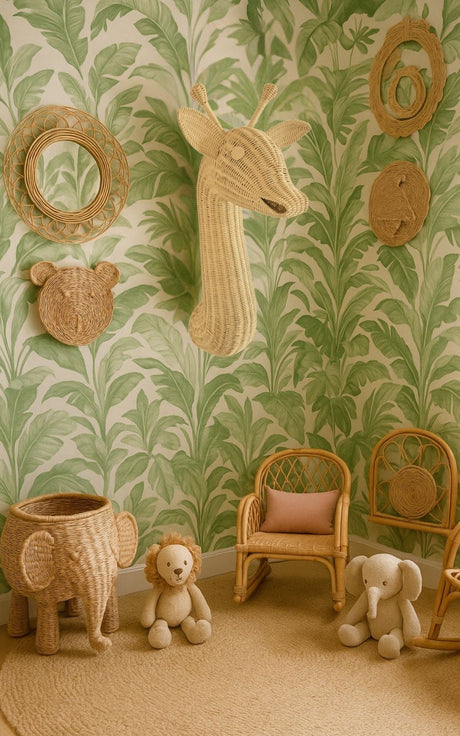 Rattan Giraffe Wall Decor | Handmade Safari Animal Decor