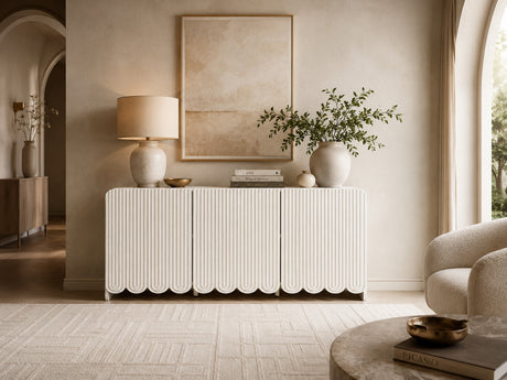 Fluted and Scalloped Sideboard Storage Cabinet - OROA