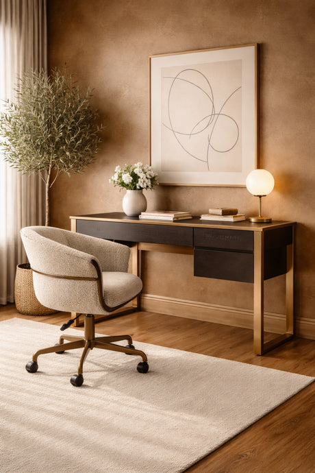 wooden desk brass finiah - www.oroa.com