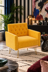 Golden Orange Velvet Tufted Accent Chair | Catchy