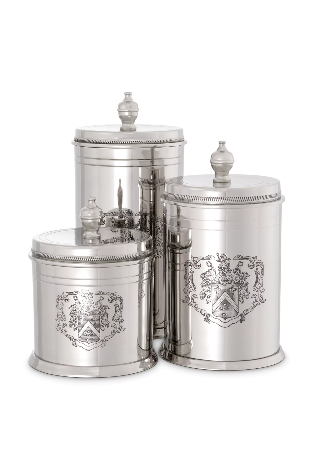 NEW Eichholtz Vivienne Silver Large + Small Storage Boxes, Set of