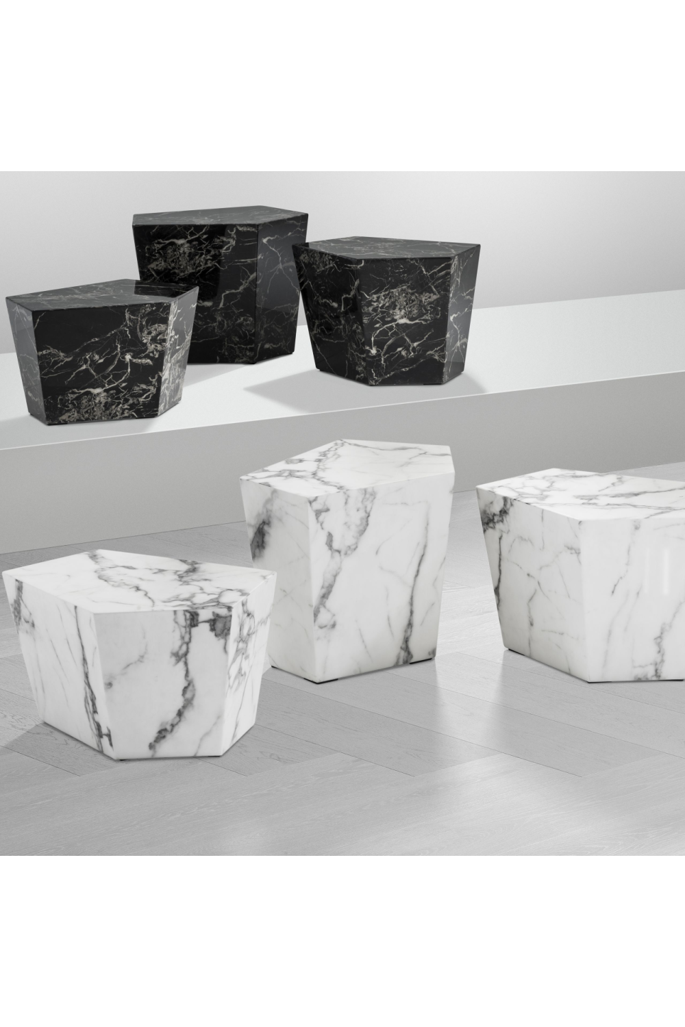 White Marble Coffee Table Set | Eichholtz Prudential | OROA