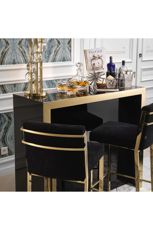Gold Black Velvet Bar Stool | Eichholtz Scott | #1 Eichholtz Retailer