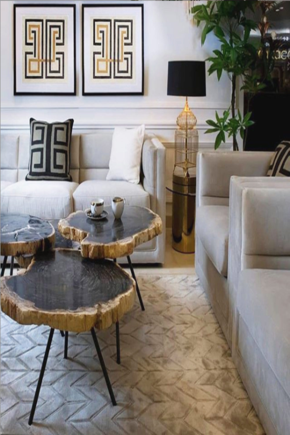 Petrified Wood Coffee Table Set Eichholtz De Soto OROA