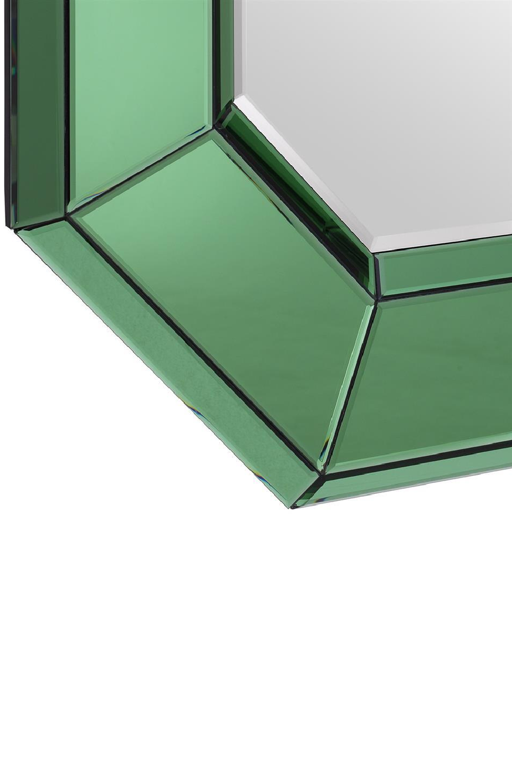 Art Deco Green Octagonal Glass Mirror, Eichholtz Le Sereno