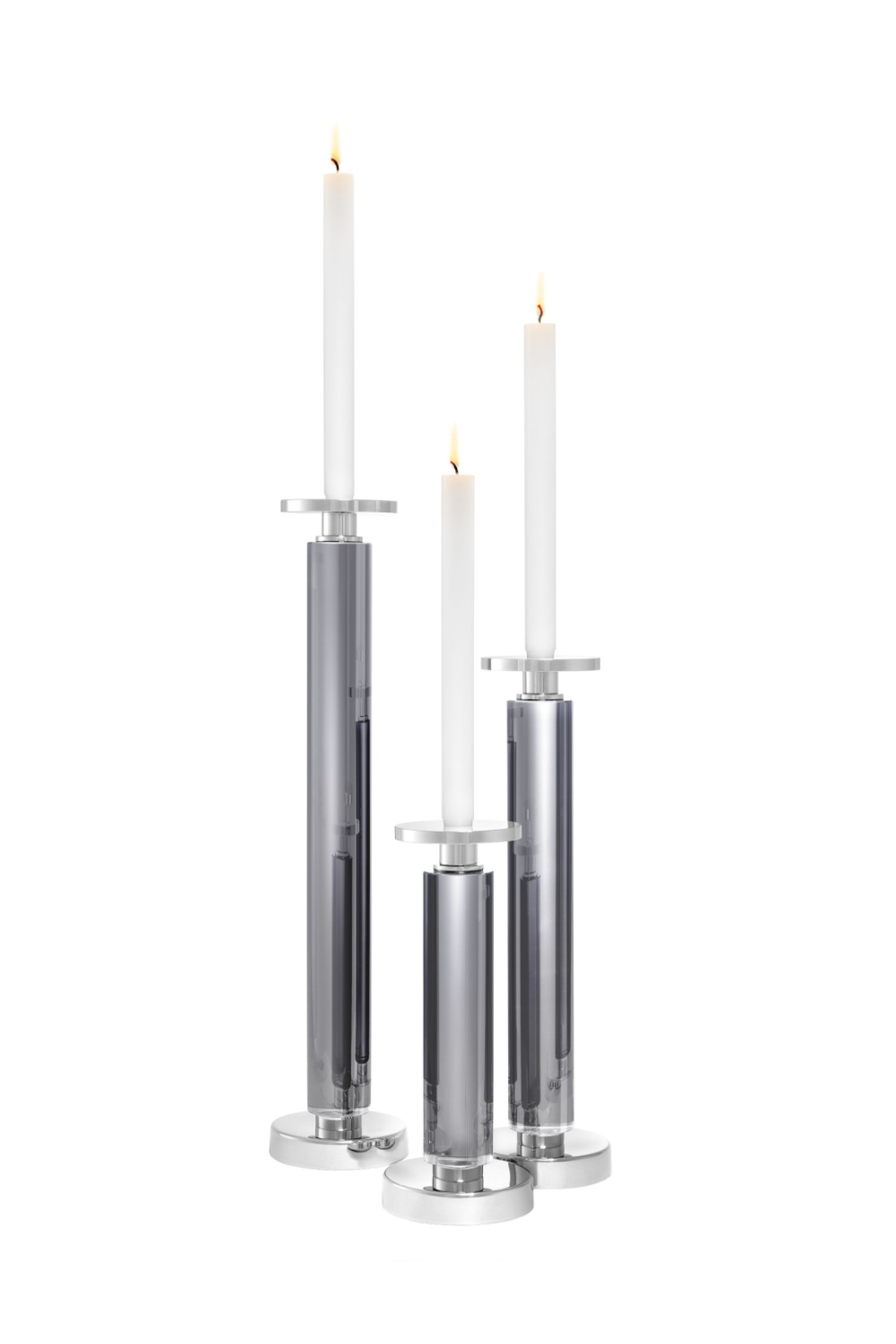 Smoke Crystal Glass Candle Holder Set of 3 | Eichholtz Chapman | OROA