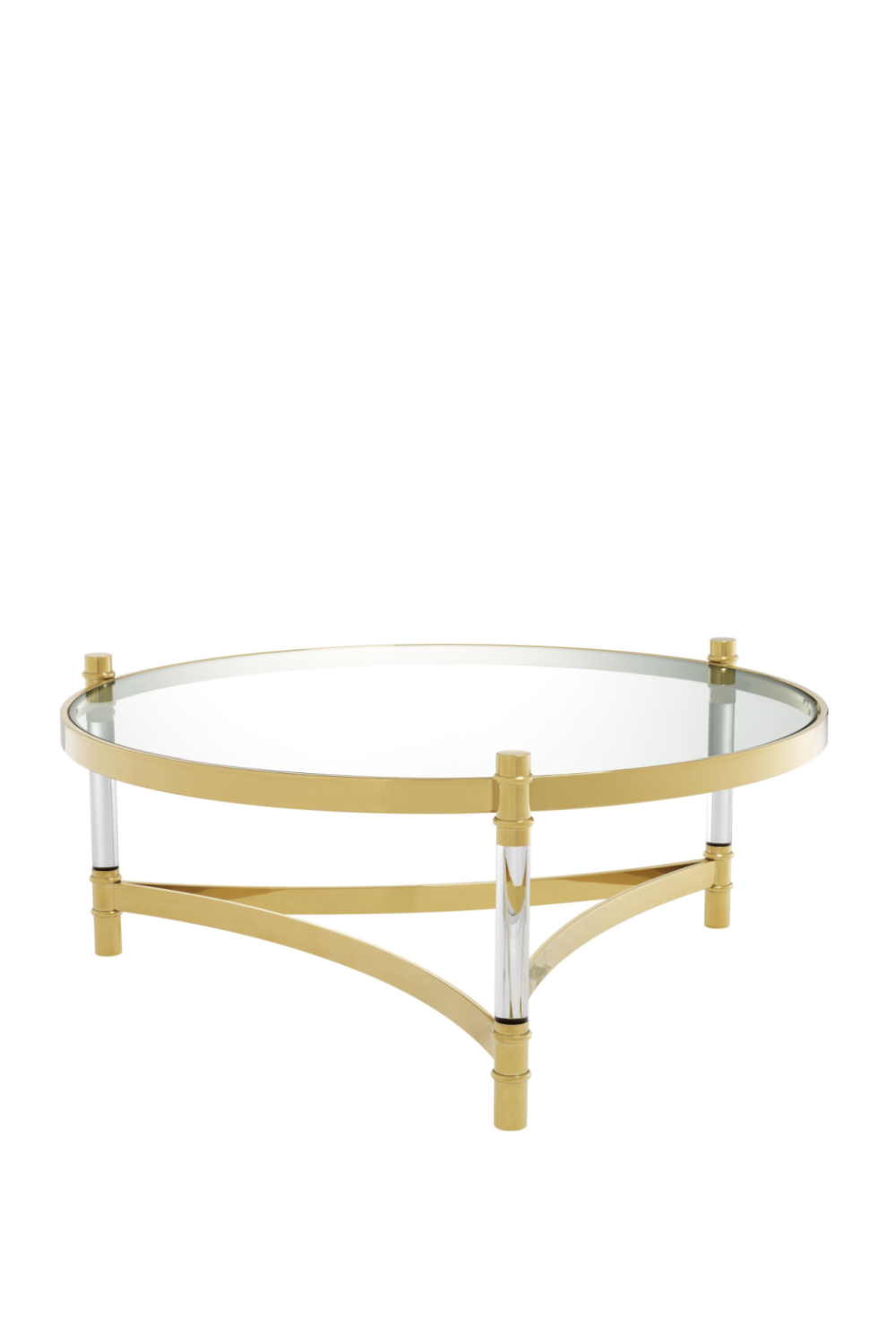 Gold Finish Clear Glass Round Coffee Table | Eichholtz Trento | OROA